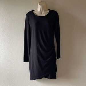 Neesha medium black long sleeve knit dress, side ruching
